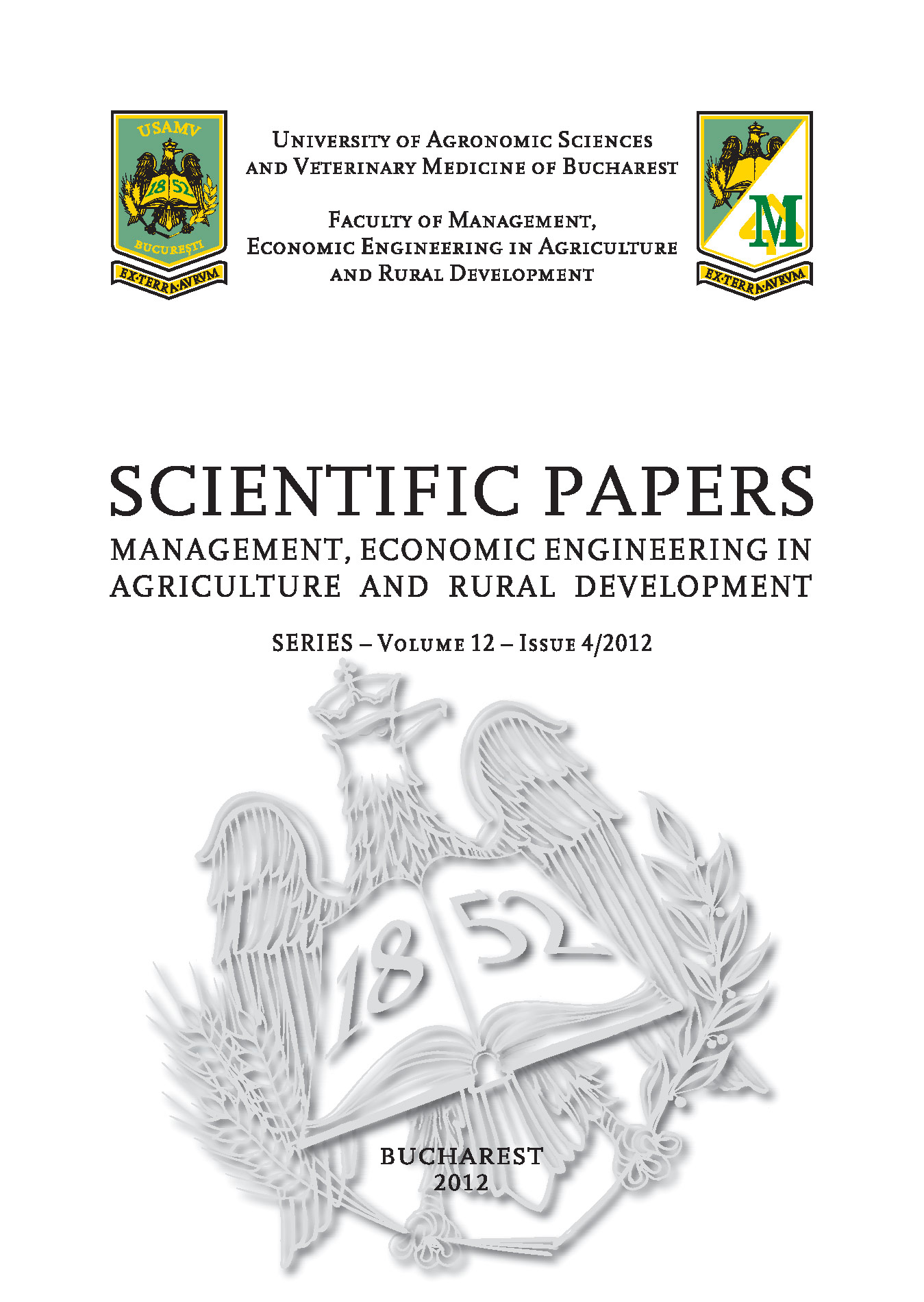 Scientific Papers Management Economic Engineering in Agriculture and Rural Development